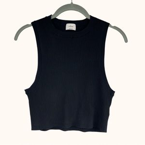Aritzia | Wilfred Black Ribbed Cropped Knit Tank